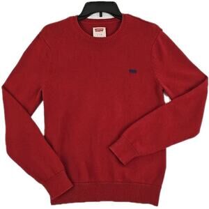 Levi's~Woman Size S Petite~ Red Crew Neck Cotton Blend Sweater Long Sleeve.